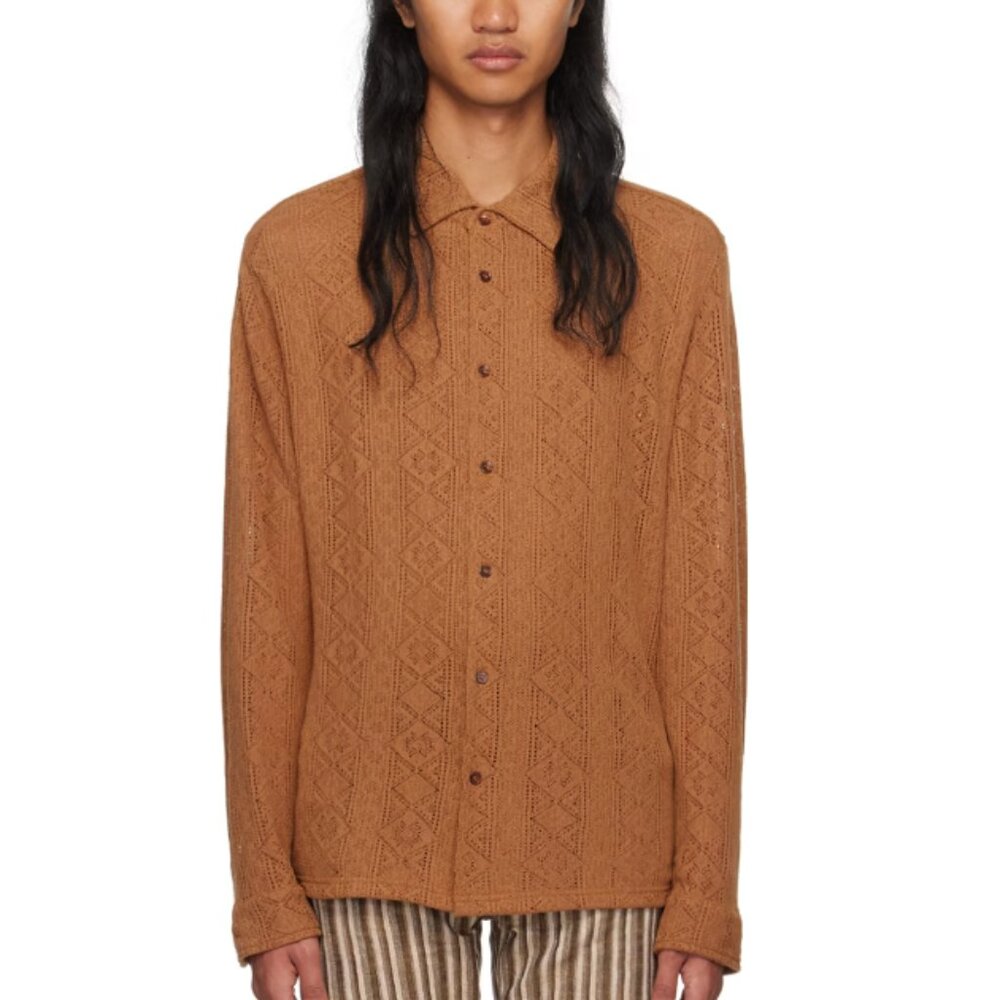 BNWT AW23 CMMN SWDN DILAN OPENWORK KNIT SHIRT 50